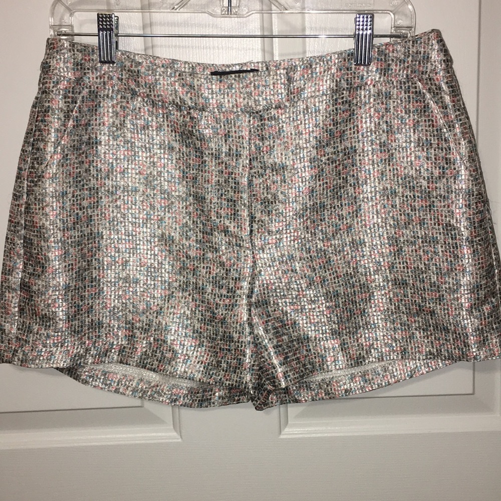 ASTR Metallic Shorts in Silver with Pink and Blue Shine